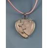 Pendentif coeur et roses Quartz rose