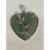 Pendentif coeur et roses Aventurine verte