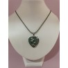 Pendentif coeur et roses Aventurine verte