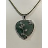Pendentif coeur et roses Aventurine verte