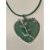 Pendentif coeur et roses Aventurine verte
