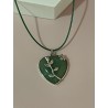 Pendentif coeur et roses Aventurine verte