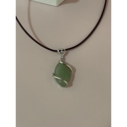 Pendentif navette aventurine verte