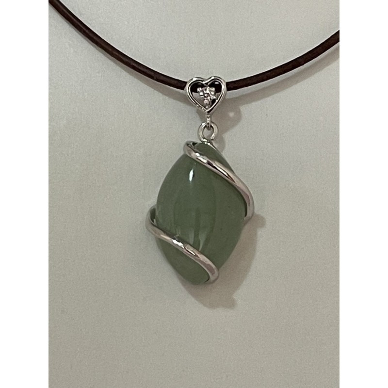Pendentif navette aventurine verte