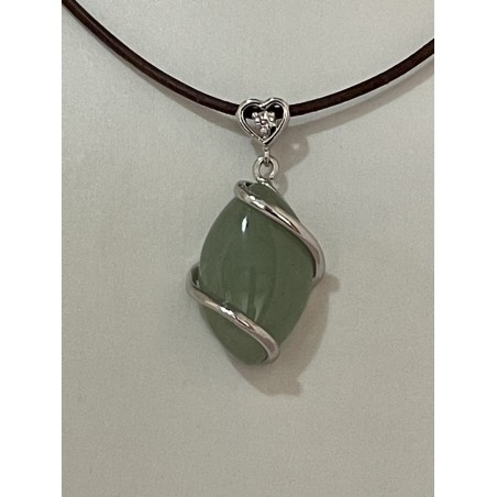 Pendentif navette aventurine verte