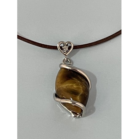 Pendentif navette oeil de tigre