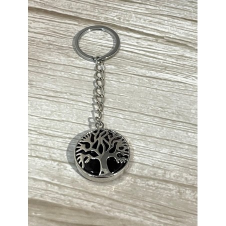 Porte-clés arbre de vie et améthyste