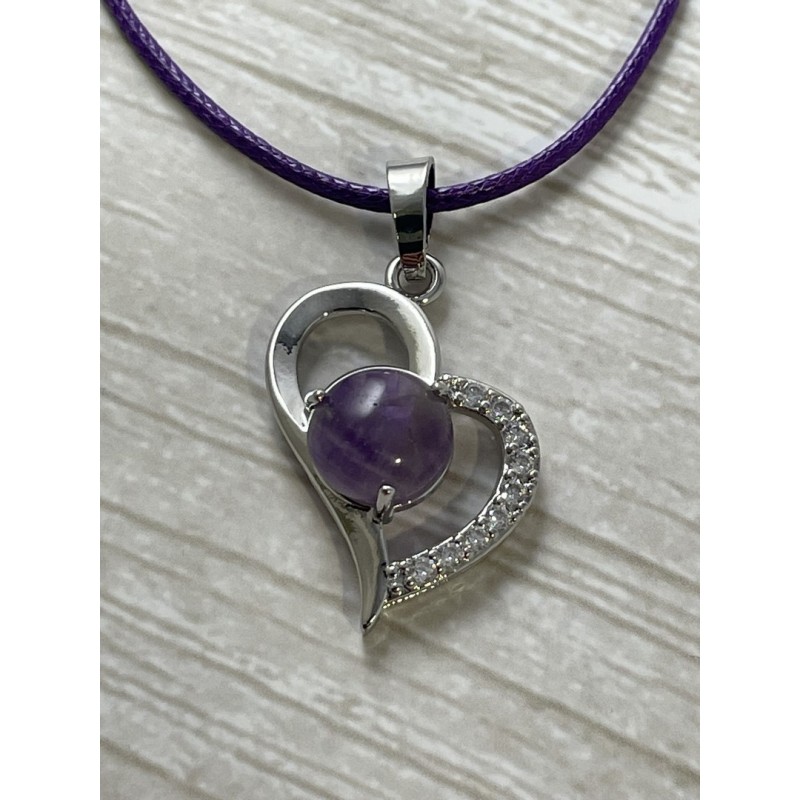 Pendentif coeur swing en Améthyste