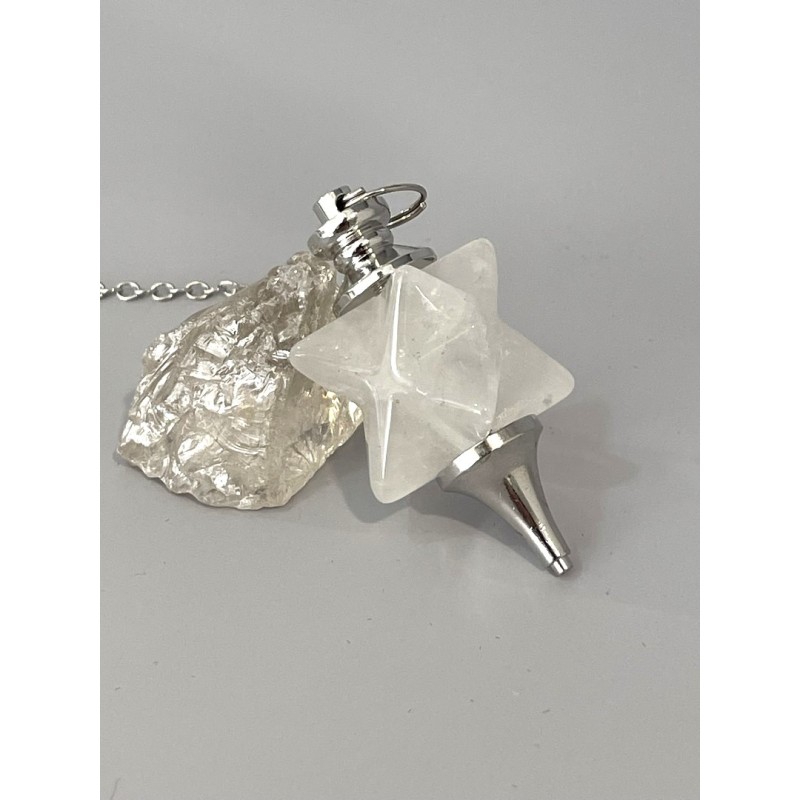 Pendule merkaba et pointe quartz