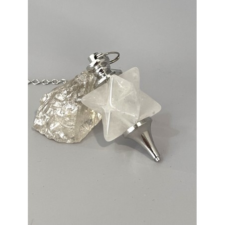 Pendule merkaba et pointe quartz