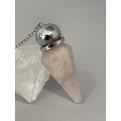 Pendule facetté + chambre quartz rose