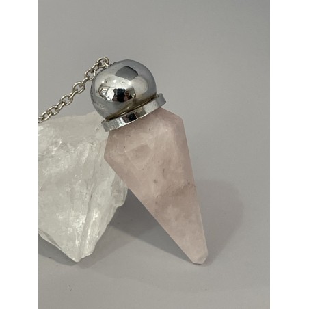 Pendule facetté + chambre quartz rose