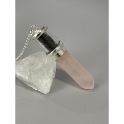 Pendule pointe quartz rose et shungite