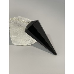 Pendule à facettes, en obsidienne noire.