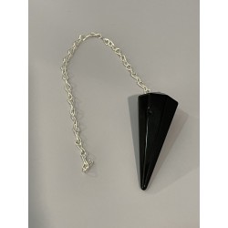 Pendule à facettes, en obsidienne noire.