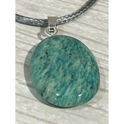 Pendentif en amazonite, attache en argent.
