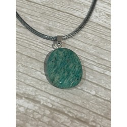 Pendentif en amazonite, attache en argent.