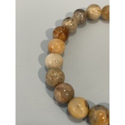 Bracelet en agate crazy lace, perles 8 mm.