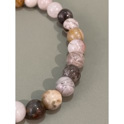 Bracelet en agate feuille de bambou, perles 6 mm.