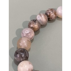 Bracelet en agate feuille de bambou, perles 8 mm.