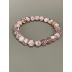 Bracelet en agate fleur de cerisier, perles 8 mm