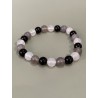 Bracelet en agate blanche, grise mate et noire, en perles 8 mm.