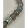 Bracelet Homme en agate grise et acier inoxydable.