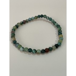 Bracelet en agate, couleurs panachées, perles 4 mm.
