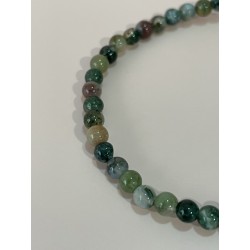 Bracelet en agate, couleurs panachées, perles 4 mm.