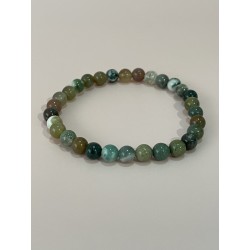 Bracelet en agate, couleurs panachées, perles 6 mm.