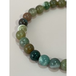 Bracelet en agate, couleurs panachées, perles 6 mm.