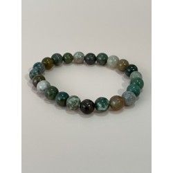 Bracelet en agate, couleurs panachées, perles 8 mm.