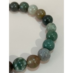 Bracelet en agate, couleurs panachées, perles 8 mm.