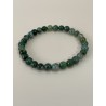 Bracelet en agate mousse verte, perles 6 mm.