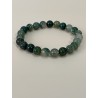 Bracelet en agate mousse verte, perles 8 mm.