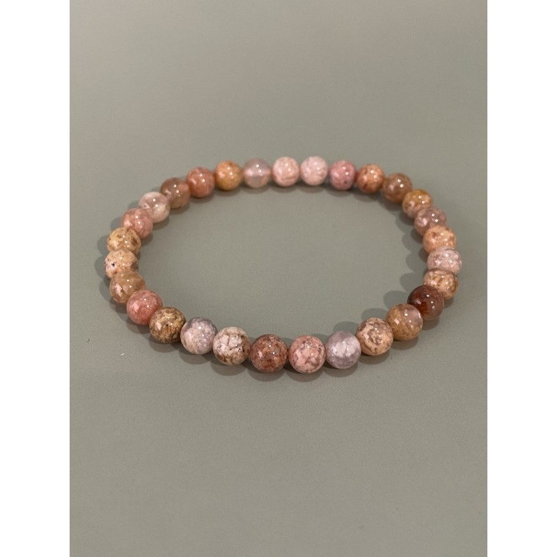 Bracelet agate mousse rose