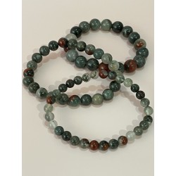 Bracelet en agate sang.
Existe en perles 6 mm, 8 mm et 10 mm.