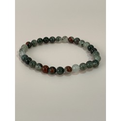 Bracelet en agate sang, perles 6 mm.
