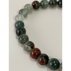 Bracelet en agate sang, perles 6 mm.
