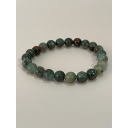 Bracelet en agate sang, perles 8 mm.