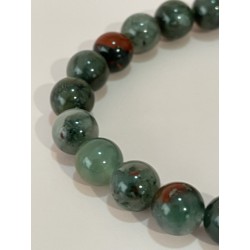 Bracelet en agate sang, perles 8 mm.