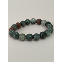 Bracelet en agate sang, perles 10 mm.