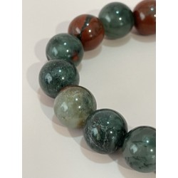 Bracelet en agate sang, perles 10 mm.