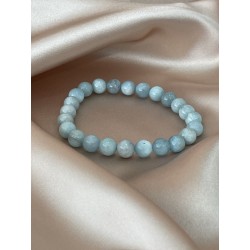 Bracelet aigue-marine qualité AA, perles 8 mm.