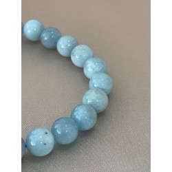 Bracelet aigue-marine qualité AA, perles 8 mm.