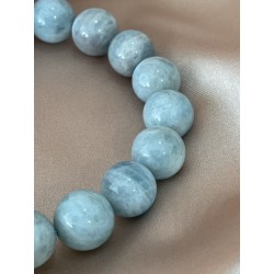 Bracelet aigue-marine qualité AA, perles 10 mm.