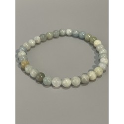 Bracelet en aigue-marine, perles 6 mm.