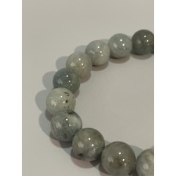 Bracelet en aigue-marine, perles 10 mm.