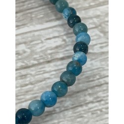Bracelet apatite bleue, perles 4 mm.