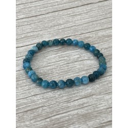 Bracelet apatite bleue, perles 6 mm.